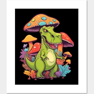 Psychedelic Dinosaur T-Rex Posters and Art